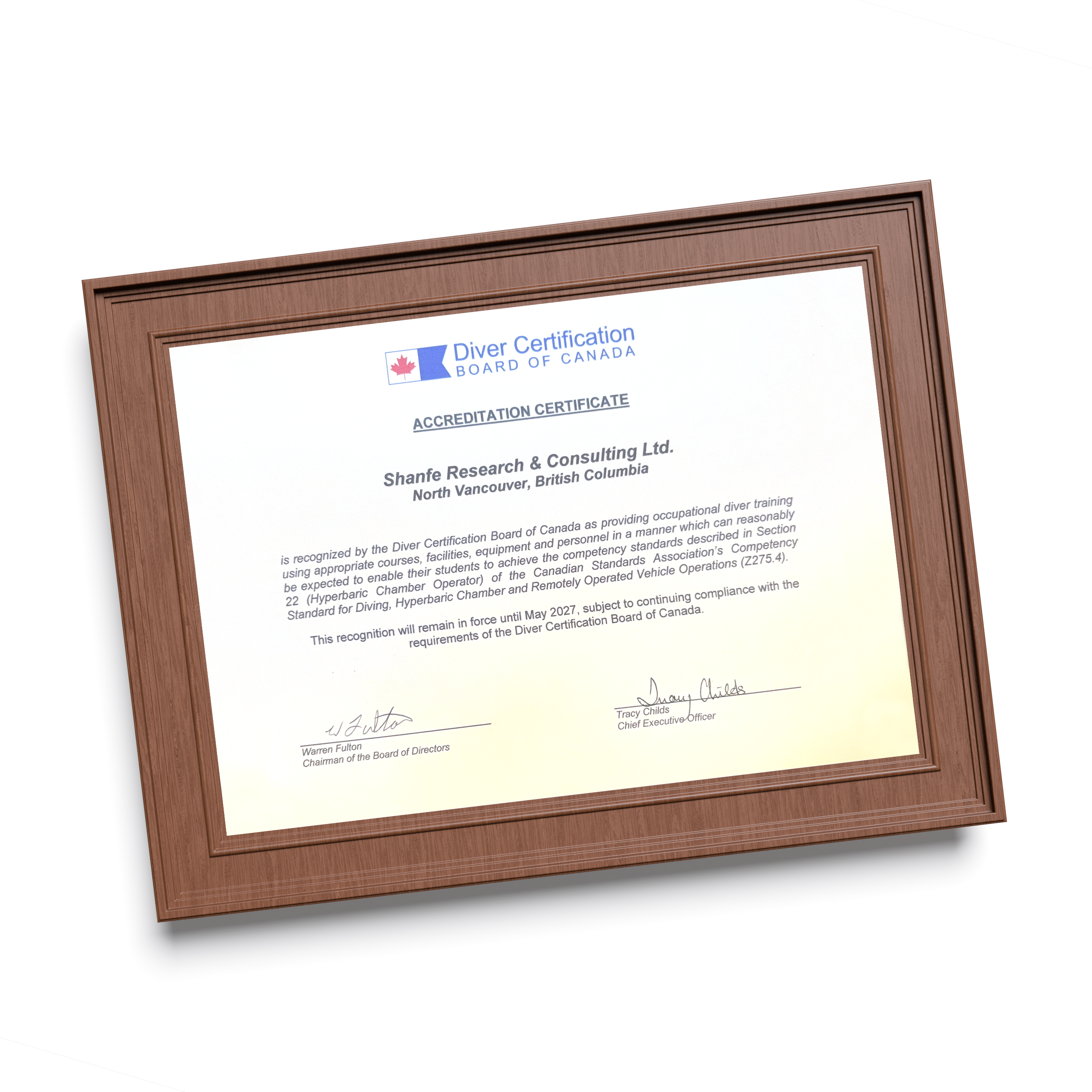 Accredited by the Diver Certification Board of Canada